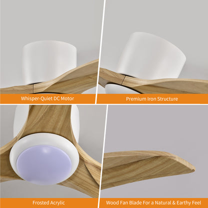 Taimei Niveu 52 in. Flush Mount Standard Ceiling Fan with Dimmable LED with Remote Included DC Motor 15_9dbf915d-5098-439f-9782-533ea4192b3f