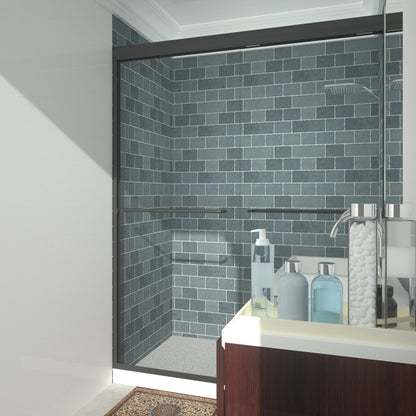 Niveal Vale 60 in. W x 72 in. H Sliding Semi-Frameless Shower Door with Clear Glass