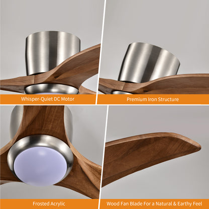 Taimei Niveu 52 in. Flush Mount Standard Ceiling Fan with Dimmable LED with Remote Included DC Motor 15_d4c44633-7d73-4081-91f4-86873c7f66fe