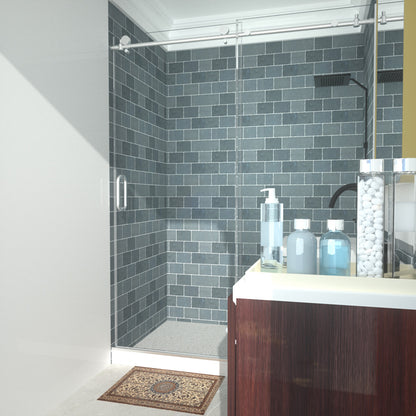 Niveal Ruhr 60 in. W x 76 in. H Sliding Semi-Frameless Shower Door with Clear Glass 15_edd46008-5c1e-4d3a-8d3b-f25ada15d0d1