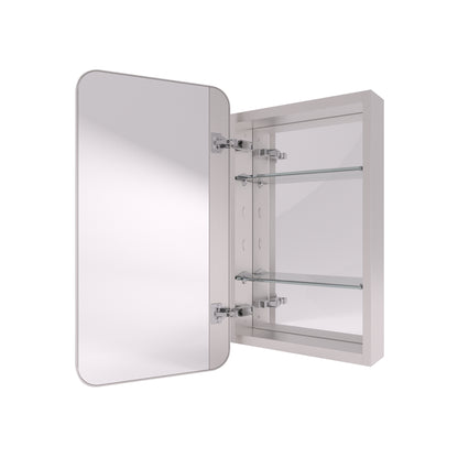 15 in. W. x 24 in. H Rectangular Framed Recessed/Surface Mount Medicine Cabinet with Mirror in Brushed Nickel