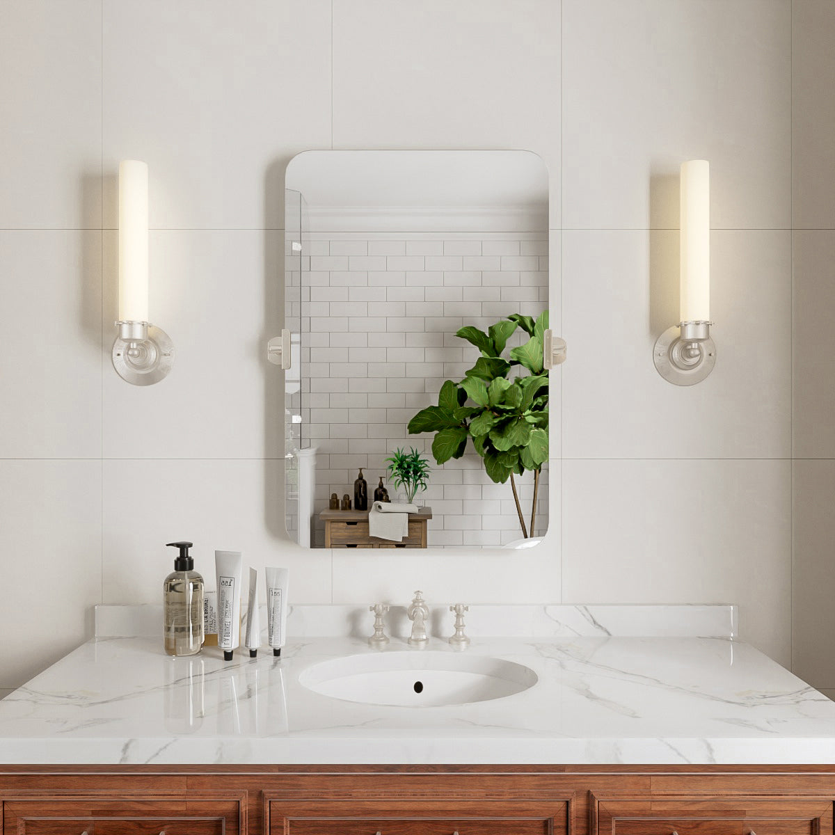 Niveal CM Series Rectangular Framed Tilt Wall Mount Bathroom Vanity Mirror Brushed Nickel 20 in. W x 30 in. H 1_008c4b6c-e744-476f-93b2-d3833c12a701