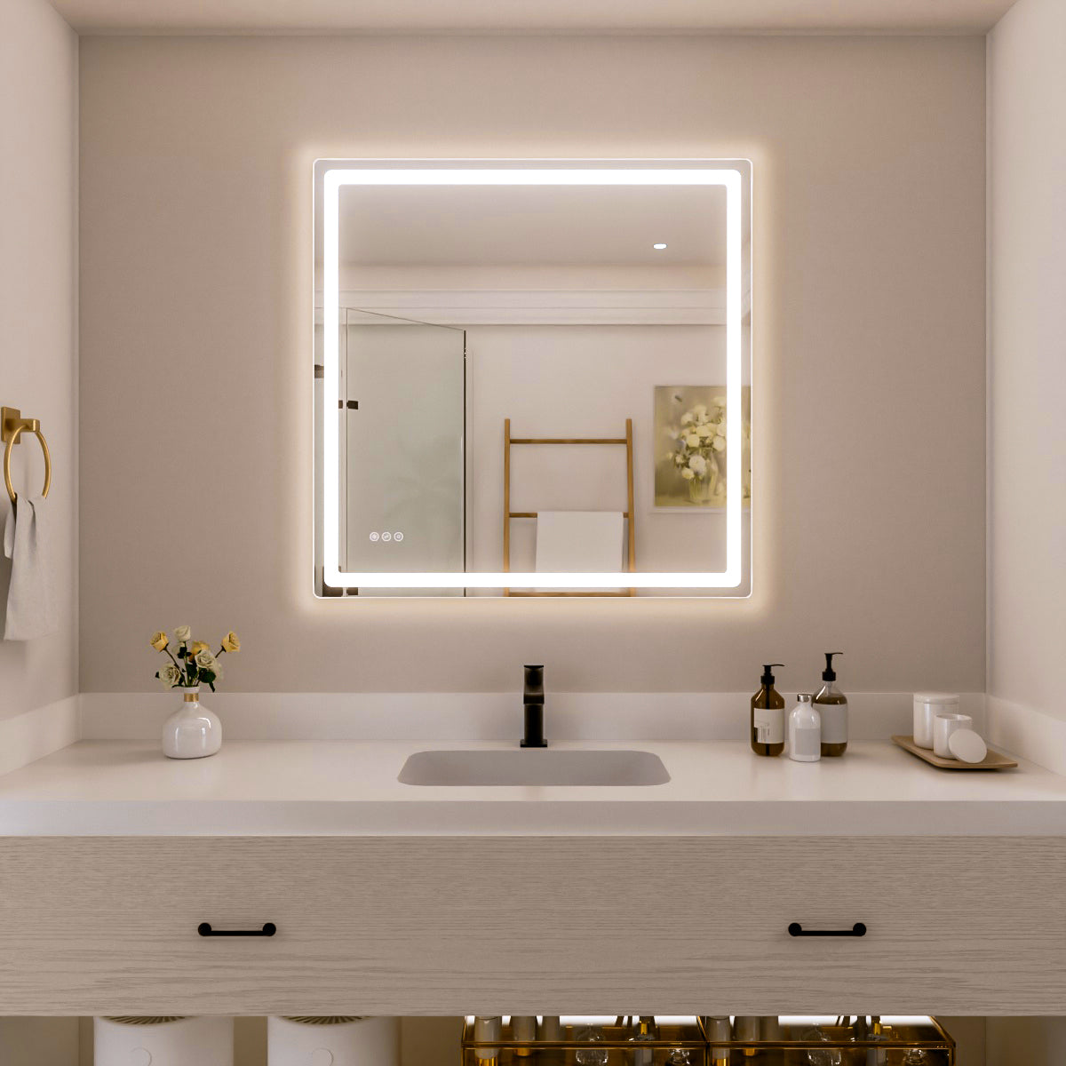 Nivorix NRMU Series Rectangular Frameless LED Wall Bathroom Vanity Mirror with Sleek Silver Finish 36 in. W x 36 in. H 1_04a6bb6f-7196-4d0b-867d-5b94387be8f6