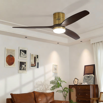 Taimei Ryme 52 in. Flush Mount Standard Ceiling Fan with Integrated LED with Remote Included DC Motor Gold & Dark Walnut 1_061d1549-6a05-41d5-8dea-56ca4aff0793