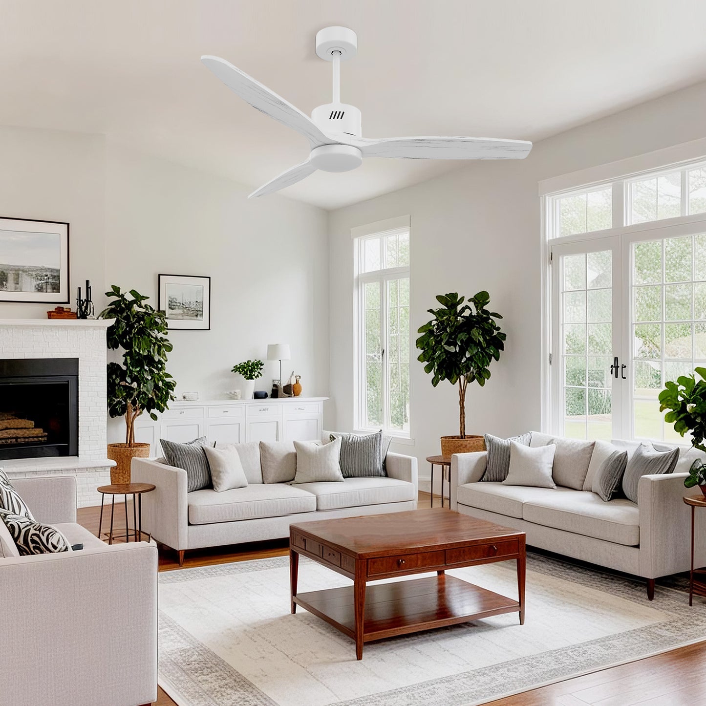 Taimei Glio 52 in. Downrod Standard Ceiling Fan with Integrated LED with Remote Included DC Motor Reversible White 1_070f67a2-8bea-41a4-a11f-3849d34eda76