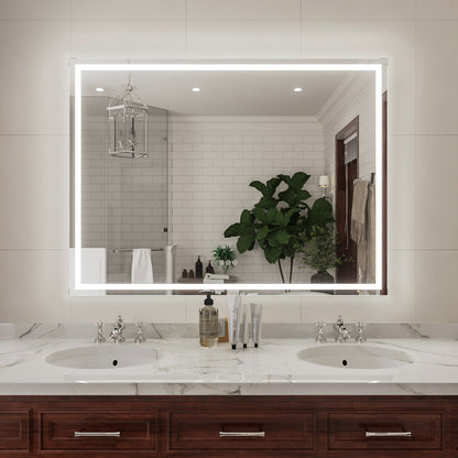 Niveal LMD Series Rectangular Frameless LED Wall Bathroom Vanity Mirror in Silver
