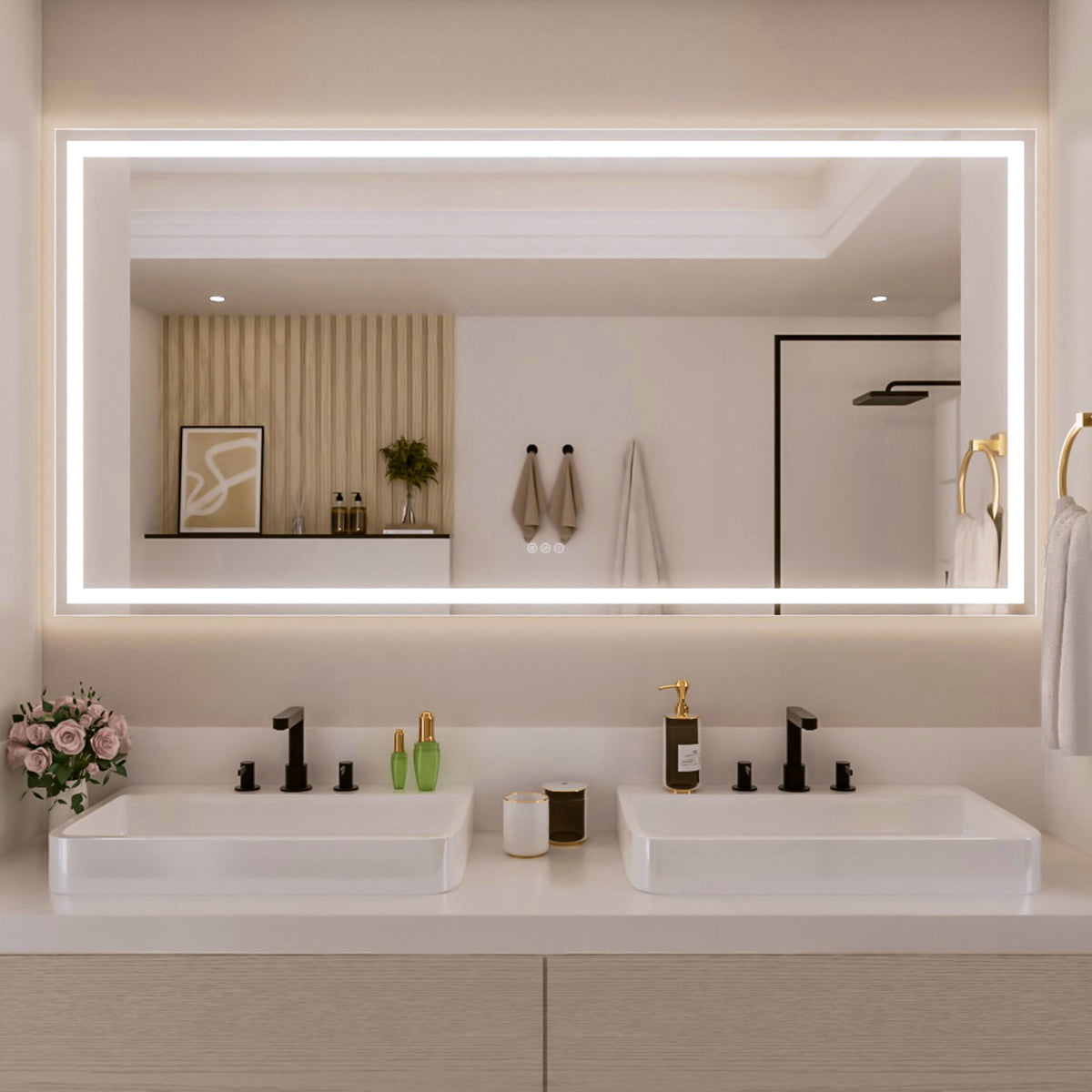 Nivorix NRMV Series Rectangular Frameless LED Wall Bathroom Vanity Mirror with Sleek Silver Finish 72 in. W x 36 in. H 1_0c61b85f-a250-4d91-88d5-8412812be055