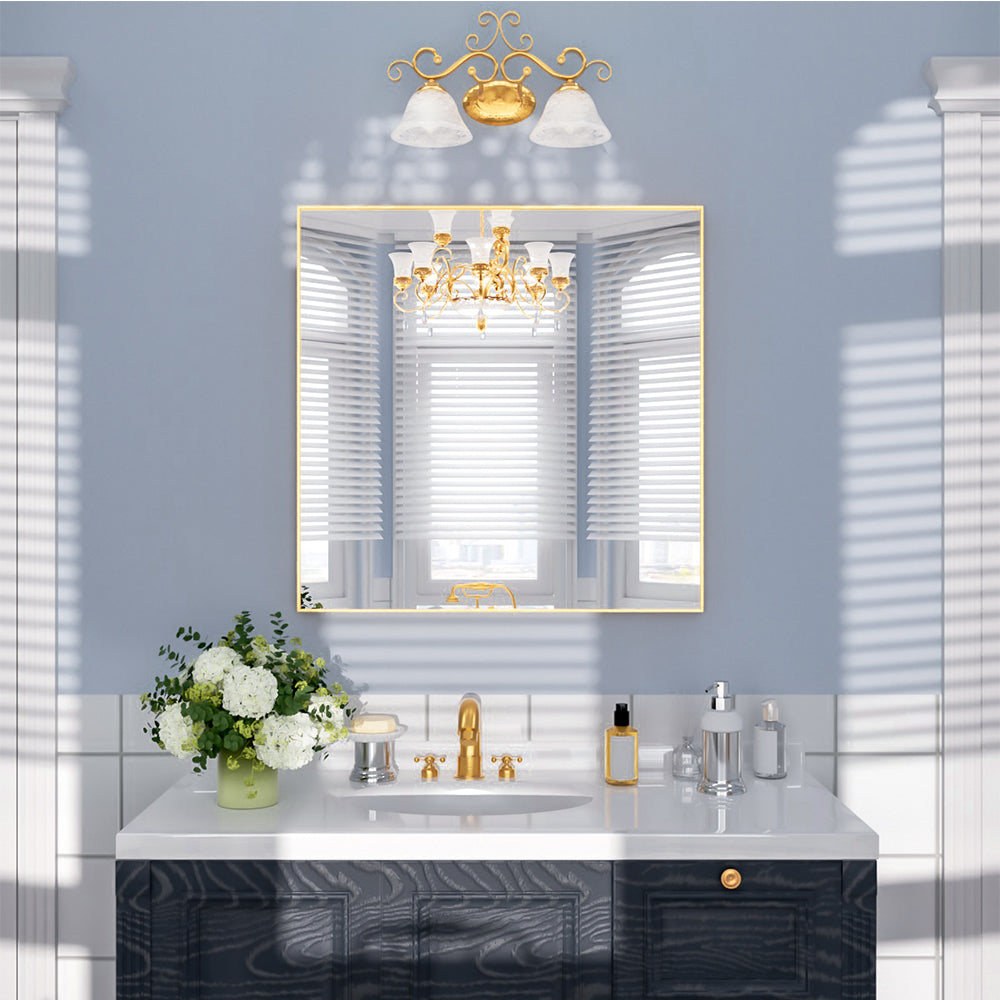 Nivorix NRZL Series Rectangular Framed Wall Bathroom Vanity Mirror in Brushed Nickel Gold 30 in. W x 30 in. H 1_155f6b0b-e34f-4e9f-bd8a-9dd8a64eb563