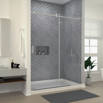 Niveal Luxe 60 in. W x 76 in. H Sliding Semi-Frameless Shower Door with Clear Glass