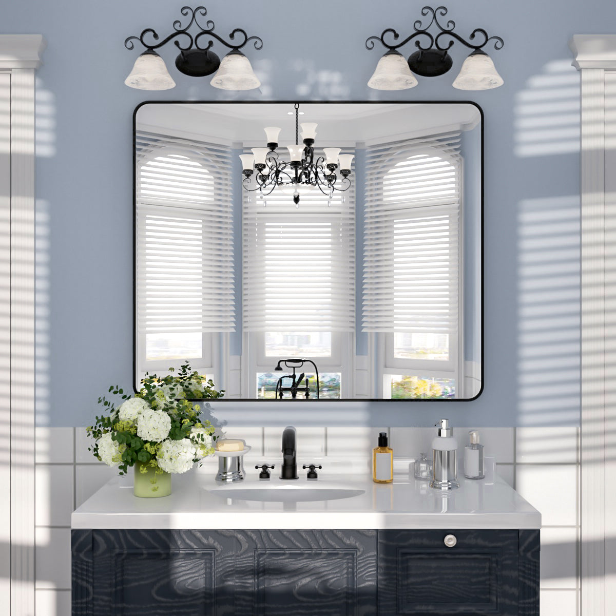 Nivorix NRSM Series Tempered Glass Brushed Nickel Rectangular Framed Wall Bathroom Vanity Mirror Matte Black 42 in. W x 36 in. H 1_1fdacdc0-e525-49ae-a552-42096278469c
