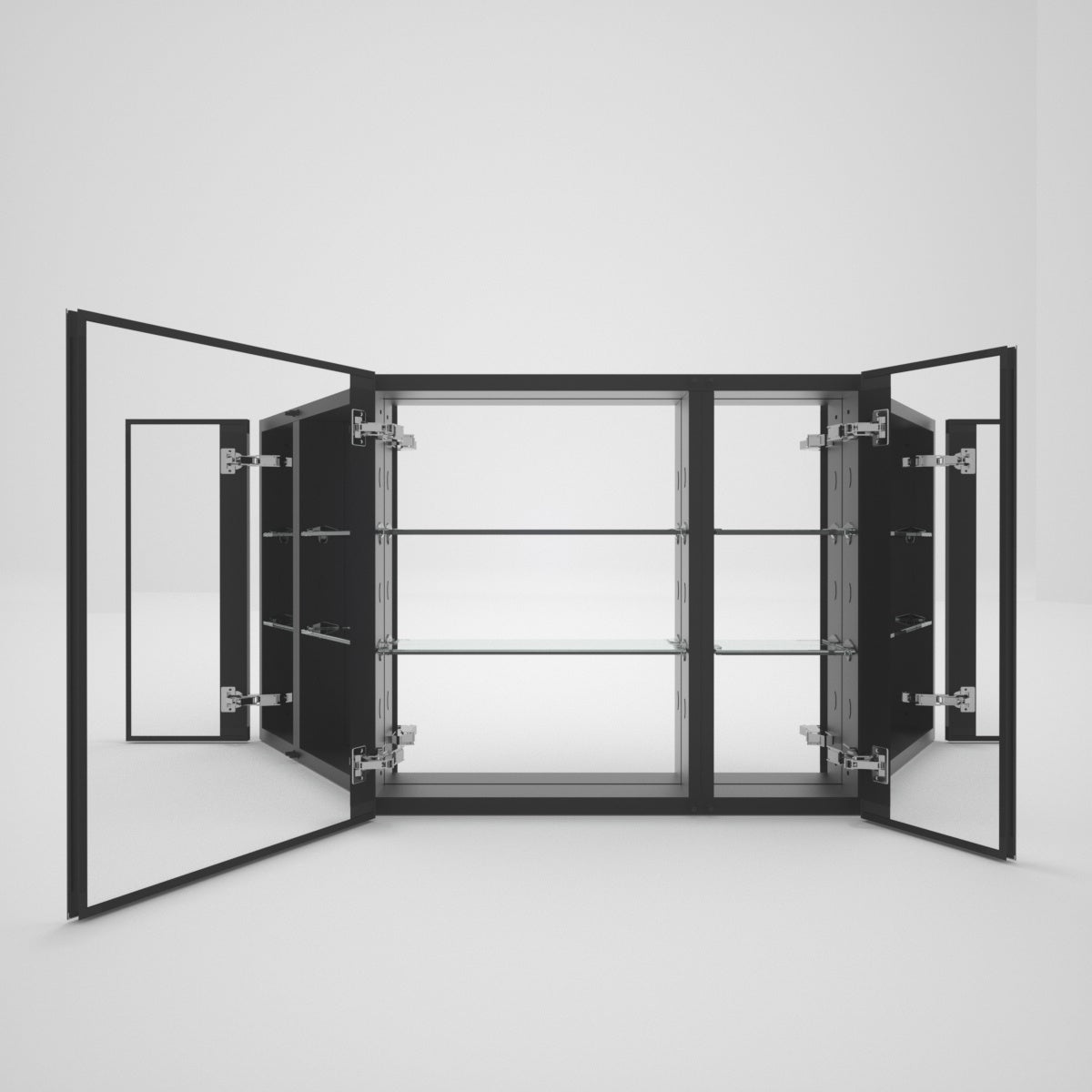 VERGE 30 in. x 26 in. Frameless Recessed or Surface-Mount Beveled Double Mirrors Bathroom Medicine Cabinet Matte Black 1_211c9492-49bc-48da-b473-332bcec51e1c