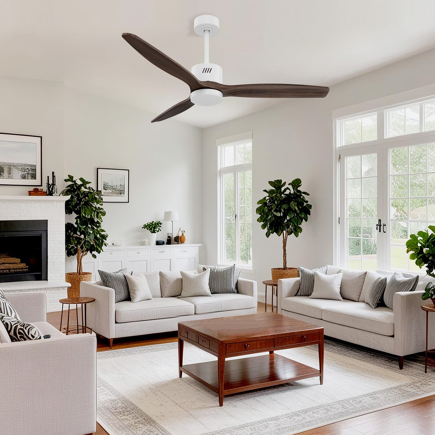Taimei Glio 52 in. Downrod Standard Ceiling Fan with Integrated LED with Remote Included DC Motor Reversible White Dark 1_21dfe553-fb0f-4ecc-97a3-8075647b2945