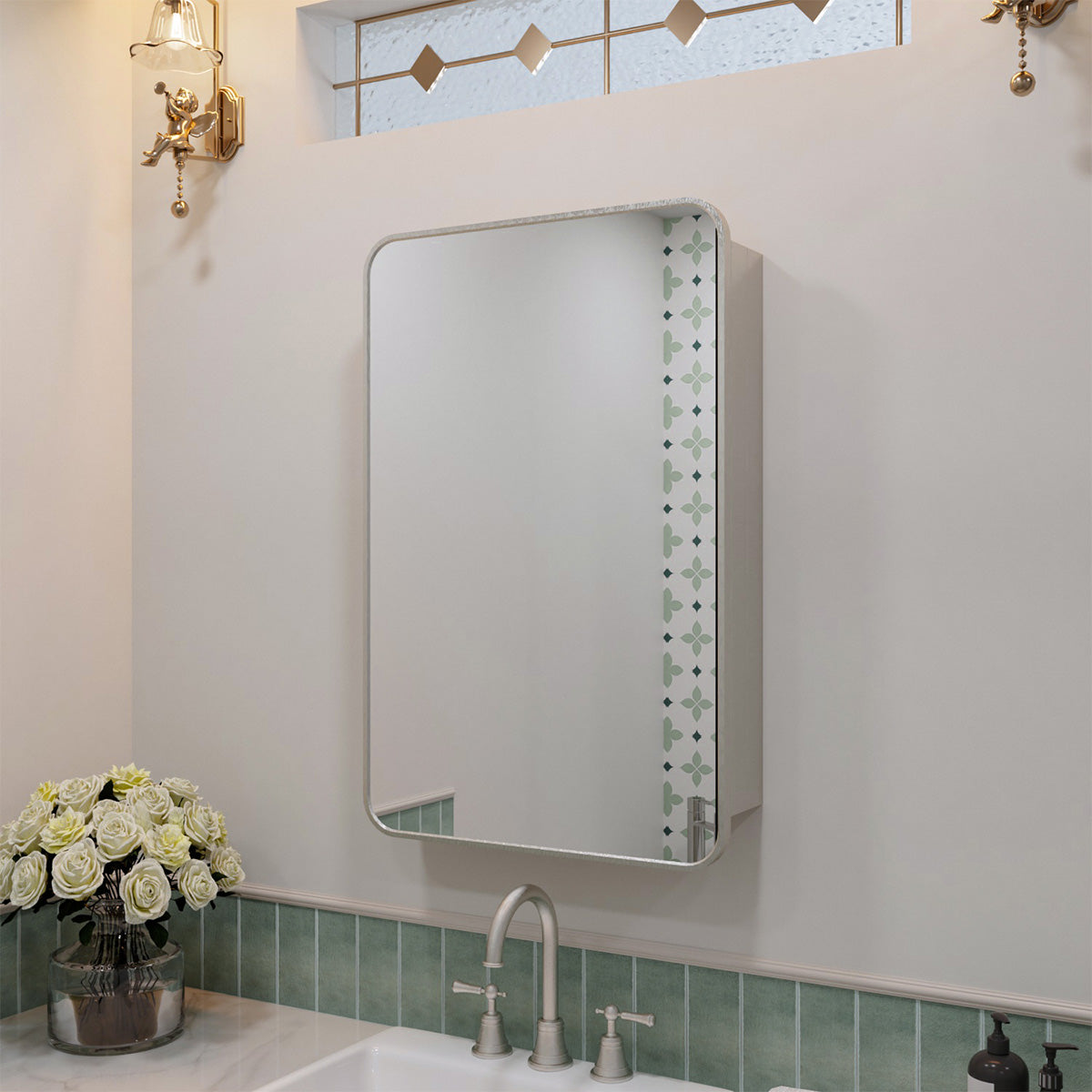 Nivorix NRFM Series Rectangular Aluminum Framed Medicine Cabinet with Mirror Brushed Nickel 20 in. W x 26 in. H 1_24358df9-50dd-40a1-8ce2-827124ae89c1