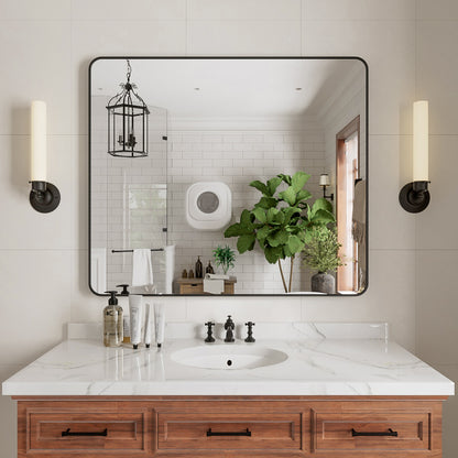 Niveal STRE Series Rectangular Framed Wall Bathroom Vanity Mirror Matte Black 42 in. W x 36 in. H 1_26e6f119-09f2-4e25-974c-eec0978468ce