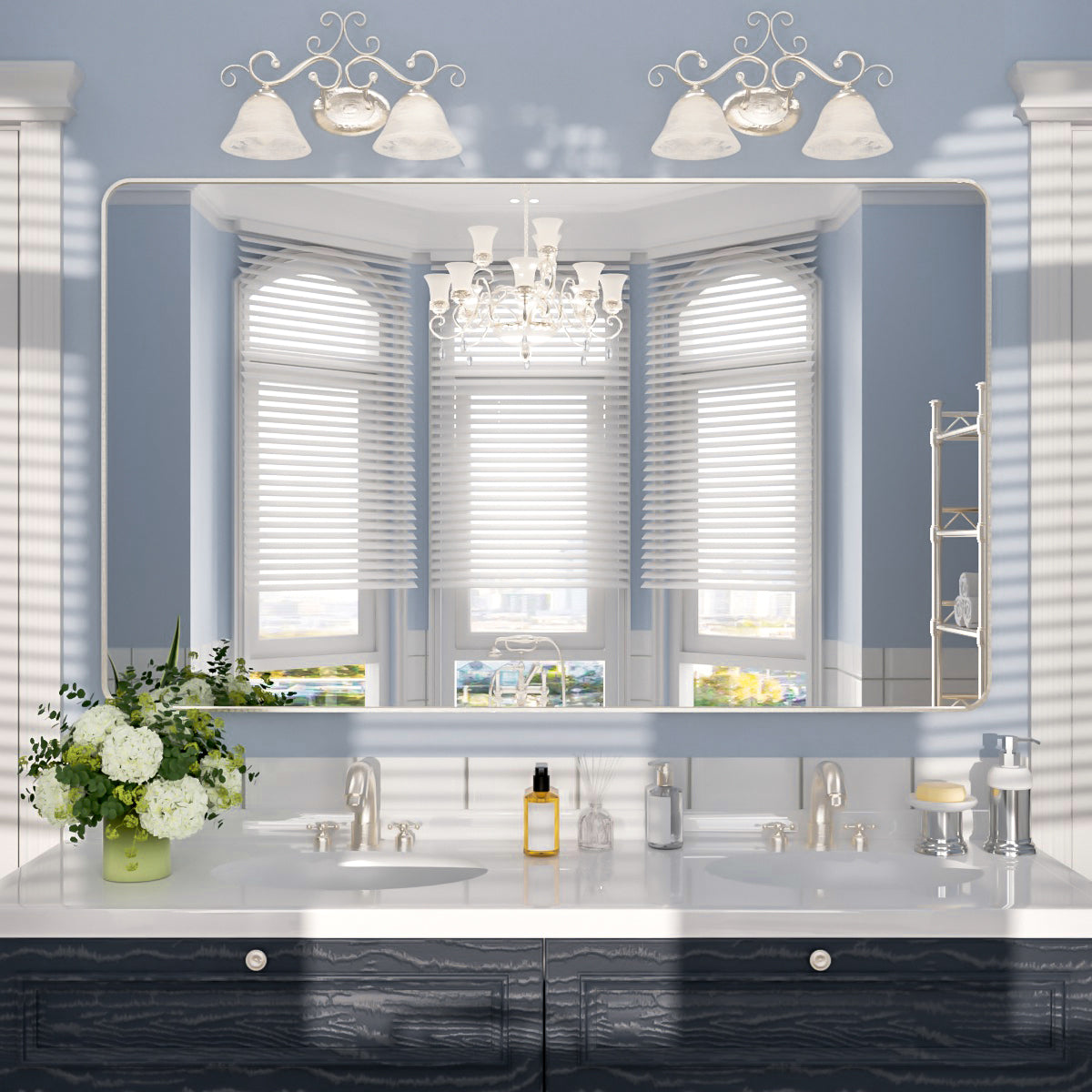Nivorix NRSM Series Tempered Glass Brushed Nickel Rectangular Framed Wall Bathroom Vanity Mirror Brushed Nickel 60 in. W x 36 in. H 1_27659f8f-93fa-4507-afdd-a7a4956d7658
