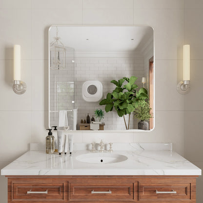 Niveal STRE Series Rectangular Framed Wall Bathroom Vanity Mirror Brushed Nickel 36 in. W x 36 in. H 1_2769441b-2494-4535-88db-299887a219ab