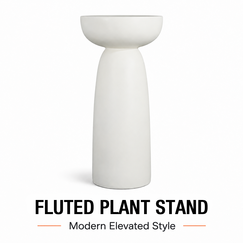 Sylva 28 in. Tall White Magnesium Oxide Pedestal Plant Stand