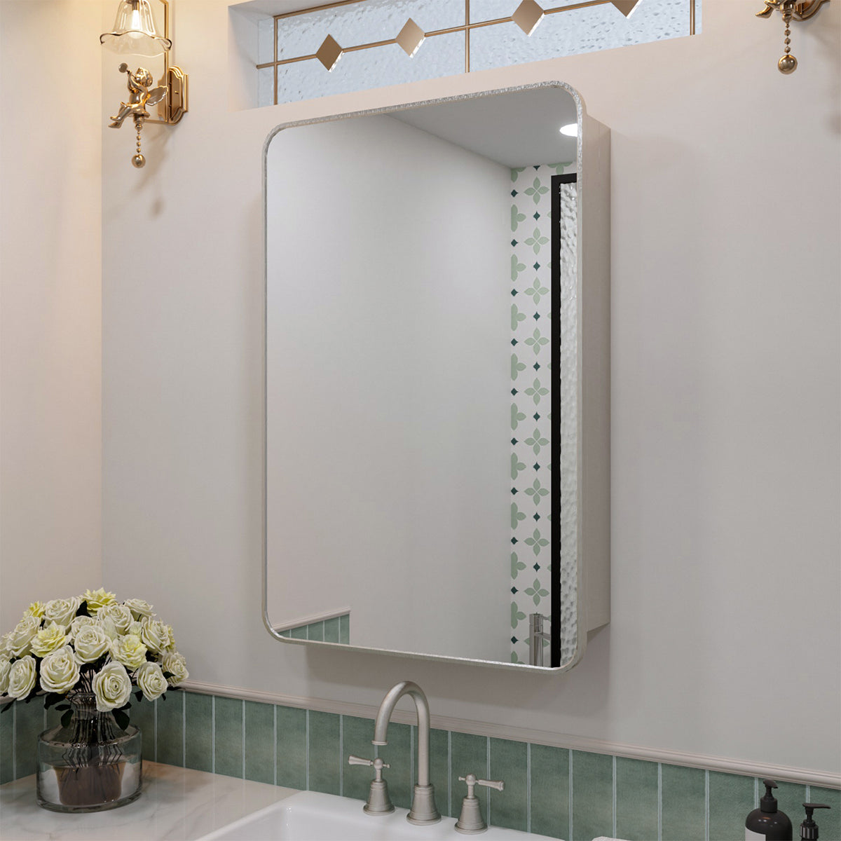 Nivorix NRFM Series Rectangular Aluminum Framed Medicine Cabinet with Mirror Brushed Nickel 23 in. W x 30 in. H 1_2eaaa007-46b1-4892-bf33-fa9adcbf48da