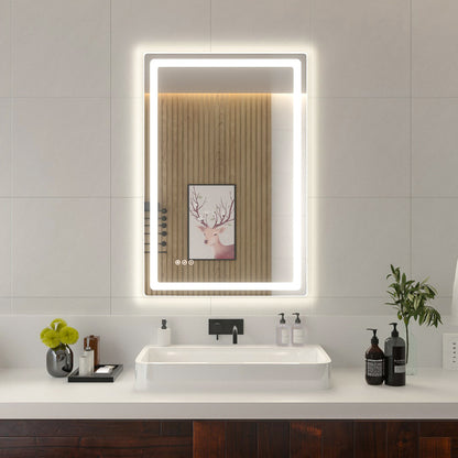Niveal LMU Series Rectangular Frameless LED Wall Bathroom Vanity Mirror in Silver
