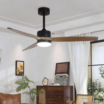 Taimei Glio 52 in. Downrod Standard Ceiling Fan with Integrated LED with Remote Included DC Motor Reversible Matte Black & Light Oak 1_3166e763-5516-4a53-95af-48cbda2543e0