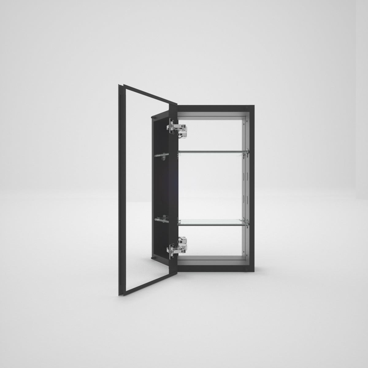LuminaCare 12 in. W x 24 in. H Rectangular Aluminum Medicine Cabinet with Mirror Matte Black 1_33159e0a-b8f7-423e-91ed-c1a678a90fd3