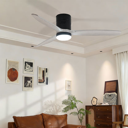 Taimei Ryme 52 in. Flush Mount Standard Ceiling Fan with Integrated LED with Remote Included DC Motor Matte Black & White 1_342d2826-c8fe-41d4-93c9-f0c3dd71f66d
