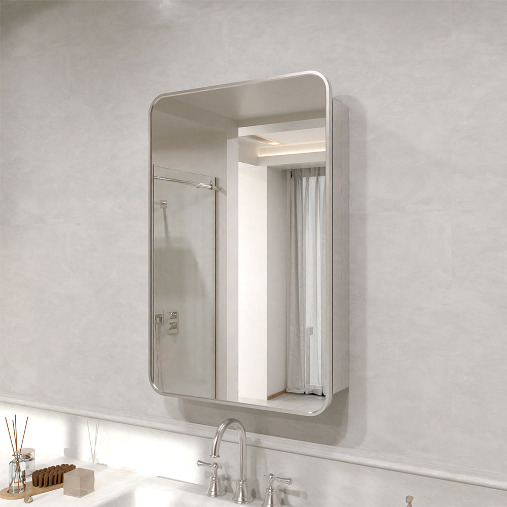 Verve Frameless Recessed or Surface-Mount Rectangular Aluminum Medicine Cabinet with Mirror in Brushed Nickel 20*26 1_3b5938a6-1cfe-4f4e-861e-63b5c6ed5b84