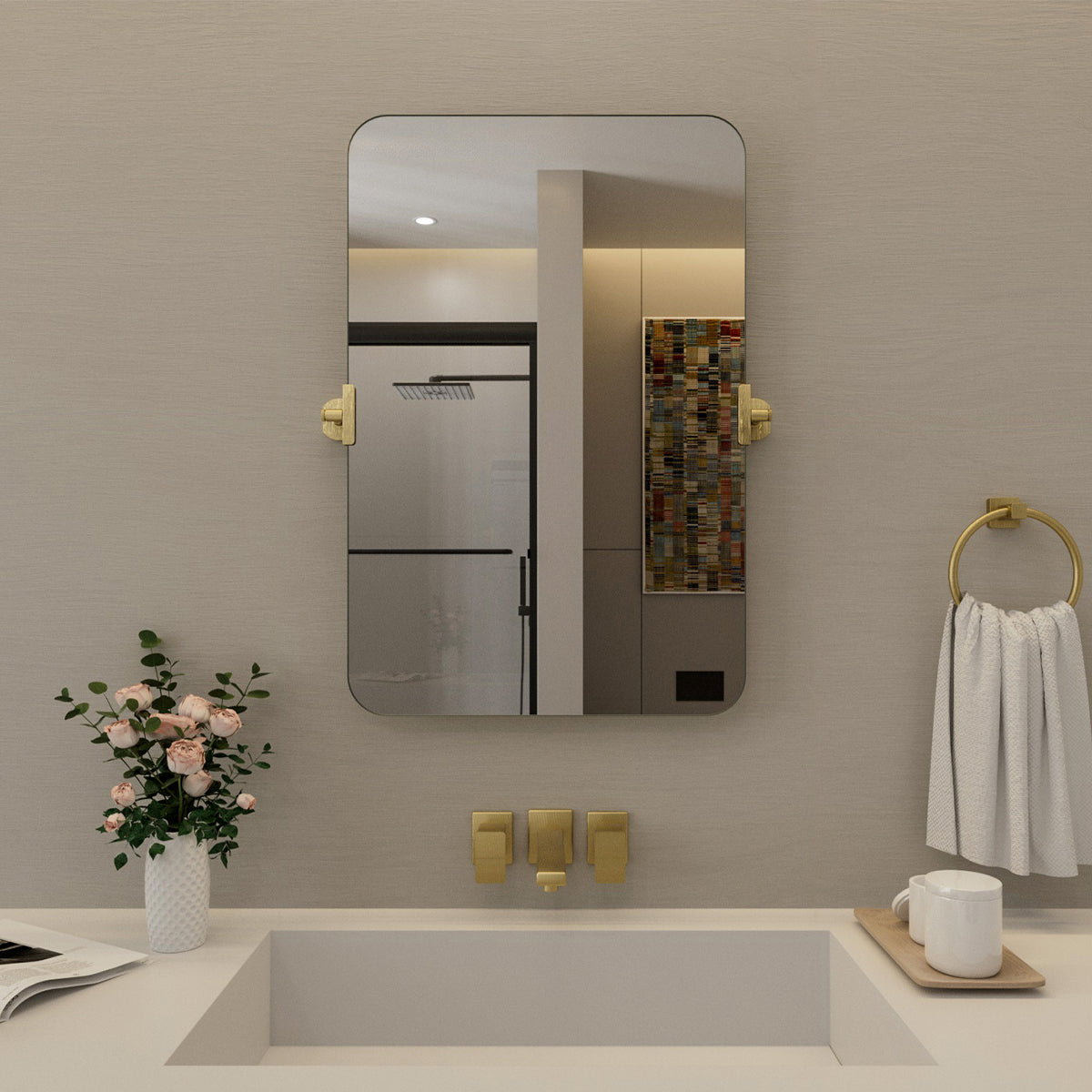 Nivorix NRKH Series Rectangular Framed Tilt Wall Mount Bathroom Vanity Mirror Gold 20 in. W x 30 in. H 1_3bfe208e-ac28-4d29-969a-9085815e179e