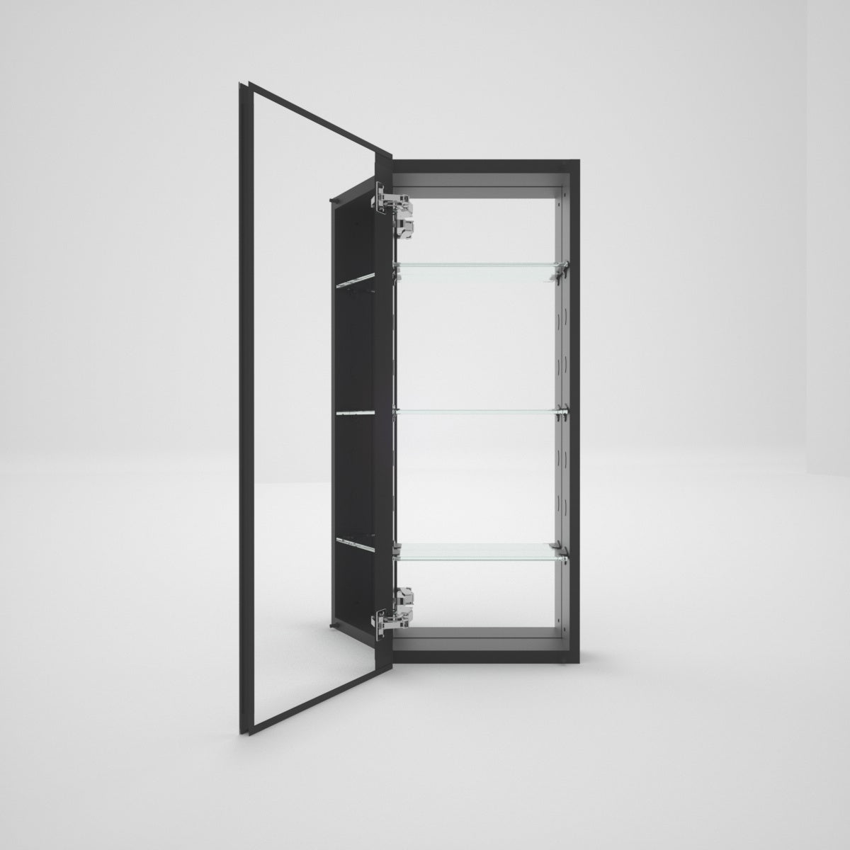 LuminaCare 15 in. W x 36 in. H Rectangular Aluminum Medicine Cabinet with Mirror Matte Black 1_3dcecc00-3345-44d1-8204-26a6828850e9