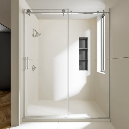 Nivorix Cryptic 60 in. W x 76 in. H Sliding Semi-Frameless Shower Door with Clear Glass Chrome 1_45cf4c7d-ff61-4596-be10-6b1f496ae70e