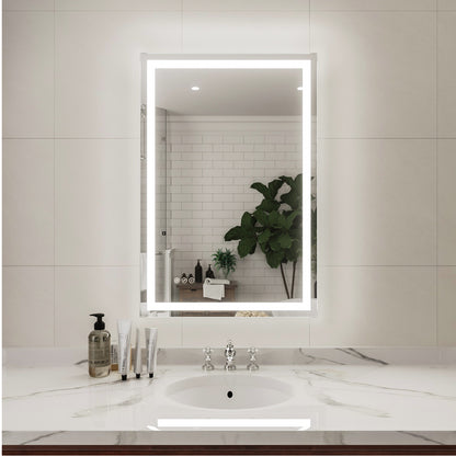 Niveal LMV Series Rectangular Frameless LED Wall Bathroom Vanity Mirror in Silver