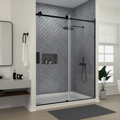 Niveal Vista 60 in. W x 76 in. H Sliding Semi-Frameless Shower Door with Clear Glass