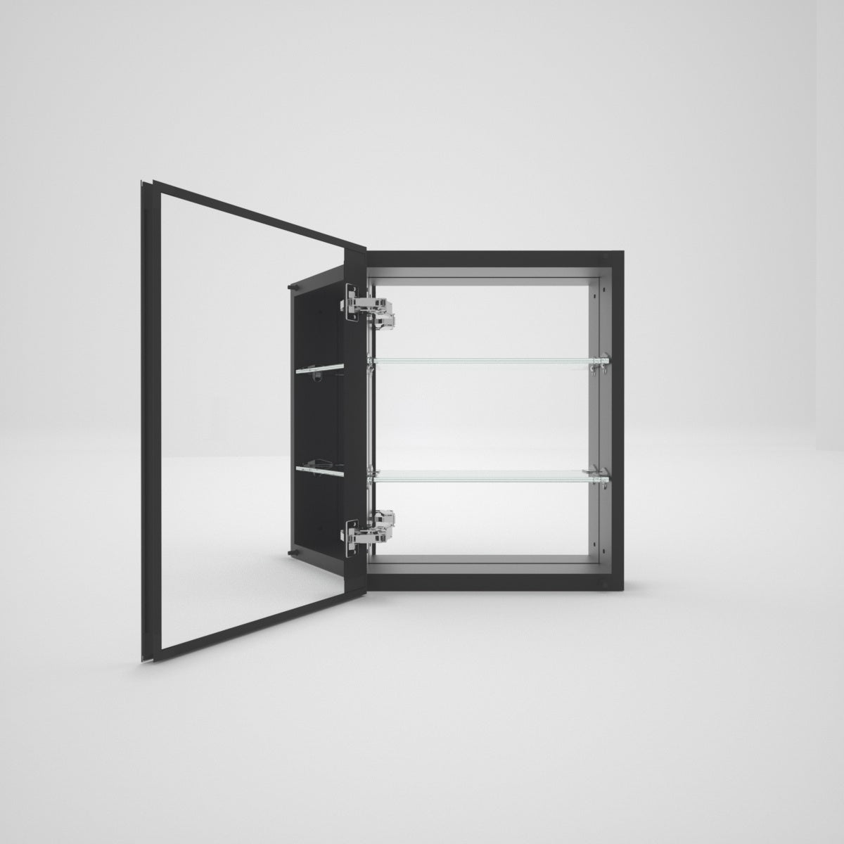 VERGE 16 in. x 20 in. Frameless Recessed or Surface-Mount Beveled Single Mirror Bathroom Medicine Cabinet Matte Black 1_4c8533a3-5f6a-4d55-98e2-8d40fff2f0d8