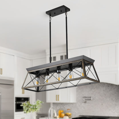 Taimei Vesper 16 in. 4-Light & Rustica 5-Light Farmhouse Industrial Chandelier Light Antique Bronze 32 inch 1_5193f0ce-7308-4f45-97ee-b4b9594eef7b