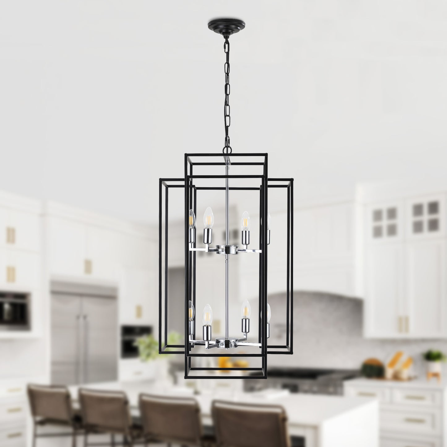 Taimei Astrale 18 in. Modern 8-Light Black Geometric Chandelier