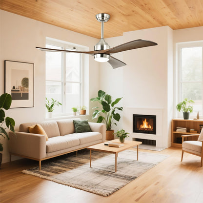 Taimei Helio 52 in. Downrod Modern Ceiling Fan with Dimmable LED with Remote Included DC Motor Brushed Nickel & Walnut 1_52acfe32-06ca-42bc-aba3-6b6152ec7f5a