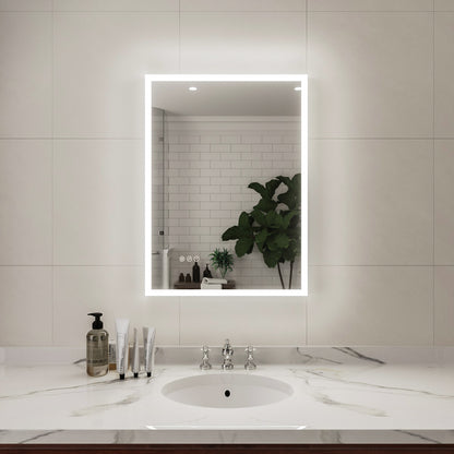 Niveal LMC Series Rectangular Frameless LED Wall Bathroom Vanity Mirror in Silver