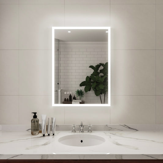 Niveal LMC Series Rectangular Frameless LED Wall Bathroom Vanity Mirror in Silver