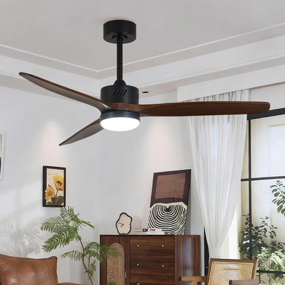 Taimei Glio 52 in. Downrod Standard Ceiling Fan with Integrated LED with Remote Included DC Motor Reversible Matte Black & Dark Walnut 1_5d32ffc5-8a92-4790-a50d-0e118040d5f9
