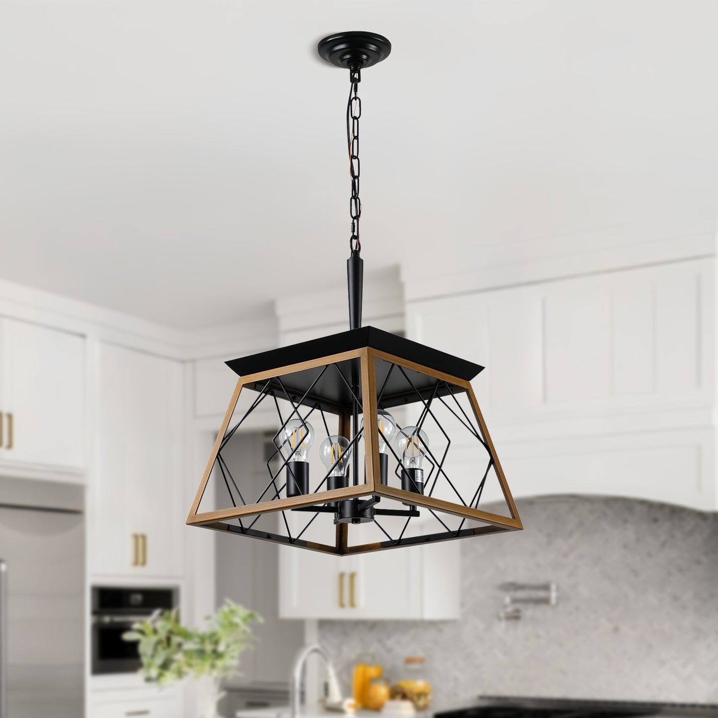 Taimei Vesper 16 in. 4-Light & Rustica 5-Light Farmhouse Industrial Chandelier Light Walnut 16 inch 1_608828e9-ac7d-45f8-9d21-fb417018efbf