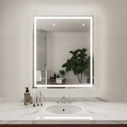 Niveal LMD Series Rectangular Frameless LED Wall Bathroom Vanity Mirror in Silver