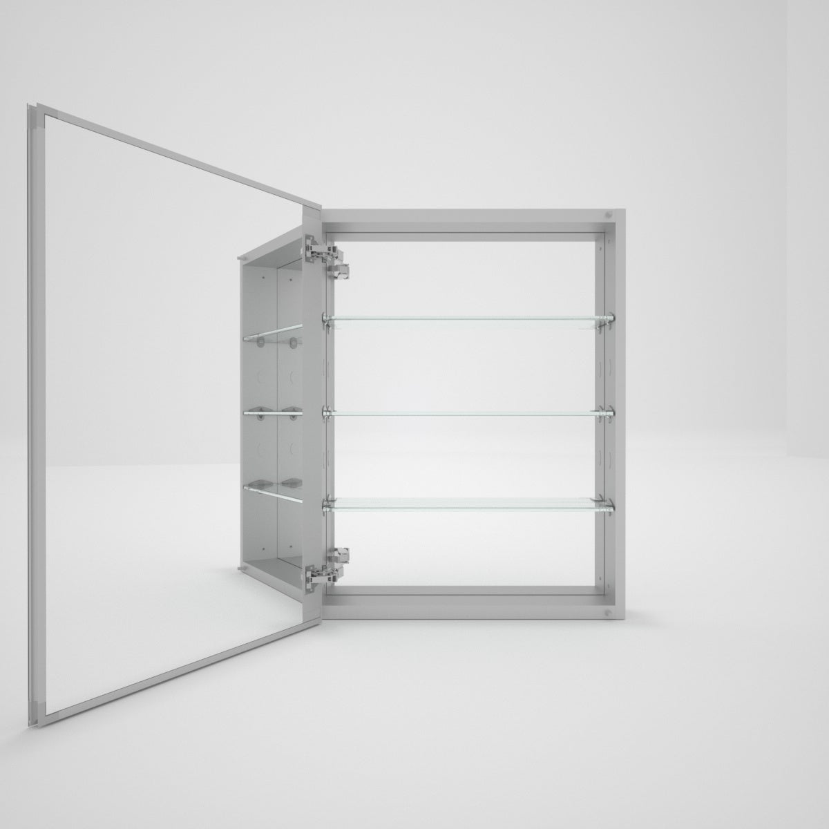 LuminaCare 23 in. W x 30 in. H Rectangular Aluminum Medicine Cabinet with Mirror