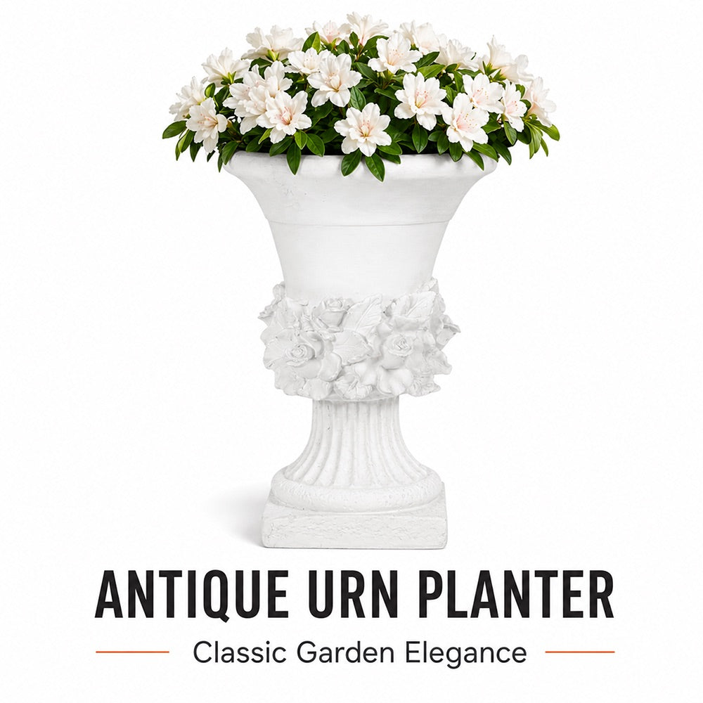 Terra 19.5 in. Outdoor Lightweight Concrete Garden Urn Planter White