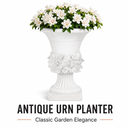 Terra 19.5 in. Outdoor Lightweight Concrete Garden Urn Planter White