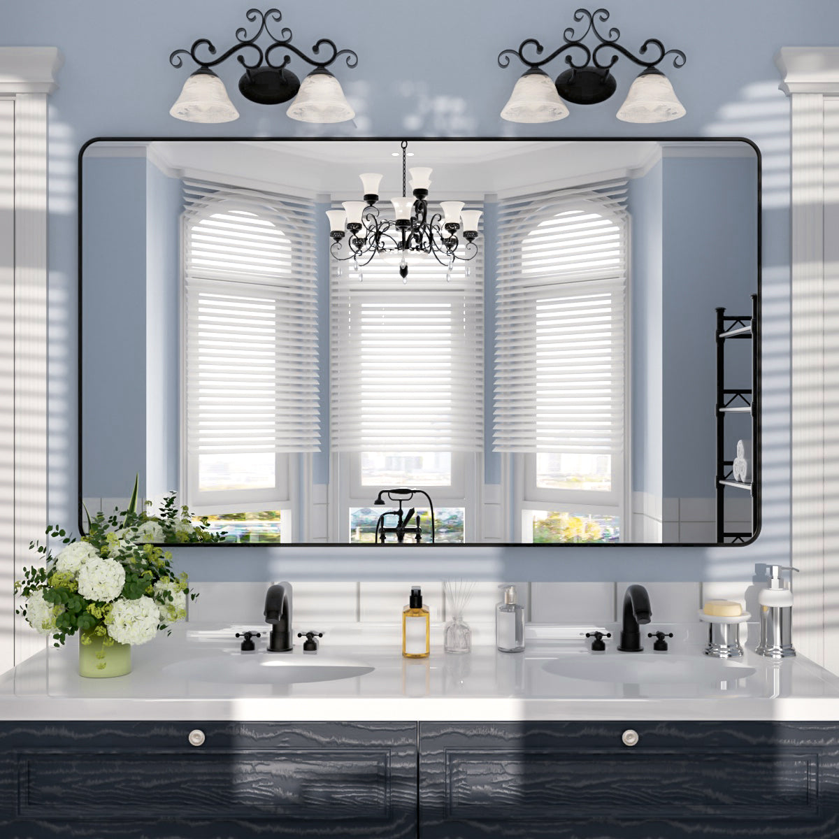 Nivorix NRSM Series Tempered Glass Brushed Nickel Rectangular Framed Wall Bathroom Vanity Mirror Matte Black 60 in. W x 36 in. H 1_67b7d282-65f3-4e6b-a7c0-a48be04e0b53