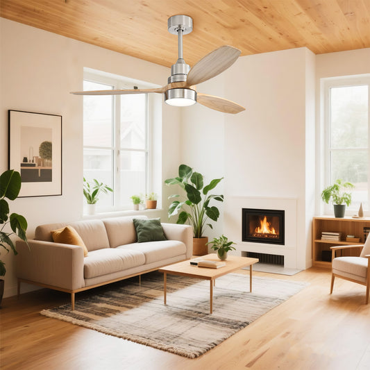 Taimei Selen 52 in. Downrod Standard Ceiling Fan with Integrated LED with Remote Included 3-Blade Reversible