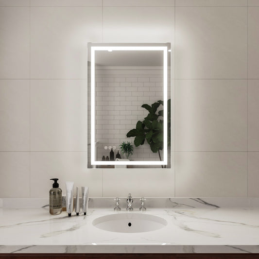 Niveal LMD Series Rectangular Frameless LED Wall Bathroom Vanity Mirror in Silver