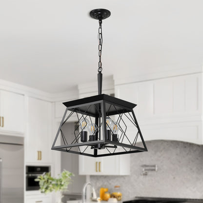 Taimei Vesper 16 in. 4-Light & Rustica 5-Light Farmhouse Industrial Chandelier Light Black 16 inch 1_6d4f6fb7-8294-458a-94a5-35012162841a