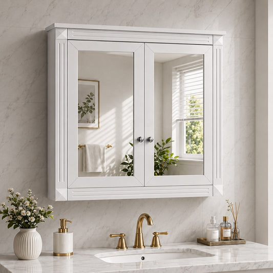 Artisan 36 in. W x 28.7 in. H Rectangular MDF Modern Wall Mounted Bathroom Medicine Cabinet with Mirror