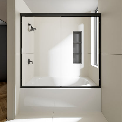 Nivorix Apex 60 in. W x 56 in. H Sliding Semi-Frameless Tub Door with Clear Glass Matte Black 1_71de512c-2655-462d-9169-7e30f6bdcab0